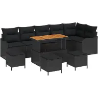 vidaXL Tuinbank Set 10 st 9-Aantal zitplaatsen Zwart
