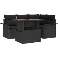 vidaXL Tuinset, 5-delig, zwart, polyrotan