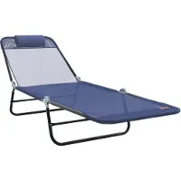 vidaXL Opvouwbare zonnebed Marineblauw 182 x 55 x 85,5 cm Textileen
