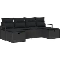 vidaXL Bankstel 6 st 6-Aantal zitplaatsen Zwart poly rattan