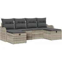 vidaXL Bankstel 6 st 6-Aantal zitplaatsen Lichtgrijs poly rattan