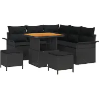 vidaXL Tuinset, 8 stuks, 7 zitplaatsen, zwart
