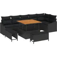 vidaXL Tuinbank Set 9 st Zwart poly rattan