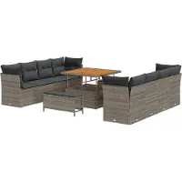 vidaXL Tuinbank Set 11 st 8-Aantal zitplaatsen Grijs poly rattan