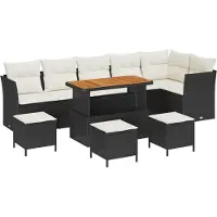 vidaXL Tuinbank Set 10 st Zwart poly rattan