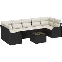 vidaXL Tuinset met tuinbank, zwart, 55 x 55 x 37 cm, polyrotan