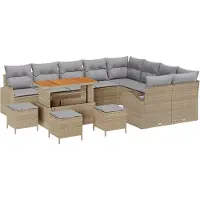 vidaXL Tuinbank Set 13 st 12-Aantal zitplaatsen Beige en Lichtgrijs