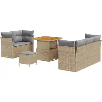 vidaXL Tuinbank Set 8 st 5-Aantal zitplaatsen Beige en Lichtgrijs