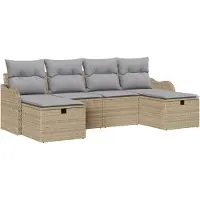 vidaXL Bankstel 6 st 6-Aantal zitplaatsen Beige en Lichtgrijs