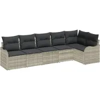 vidaXL Tuinbank Set 6 st Lichtgrijs poly rattan