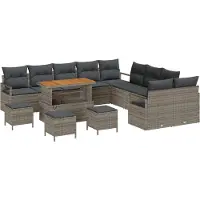 vidaXL Tuinbank Set 14 st Grijs poly rattan