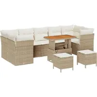 vidaXL Tuinbank Set 10 st 7-Aantal zitplaatsen Beige en Crème