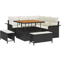 vidaXL Tuinbank Set 8 st 7-Aantal zitplaatsen Zwart en Crème
