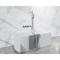 FortiFura Nebbio Badcombinatie-set - thermostaatkraan - glijstang geïntegreerde wandaansluitbocht - gladde doucheslang - staaf handdouche - uitloop - gunmetal (antraciet)