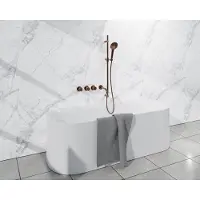 FortiFura Nebbio Badcombinatie-set - thermostaatkraan - glijstang - geïntegreerde wandaansluitbocht - gladde doucheslang - ronde handdouche - uitloop - geborsteld koper