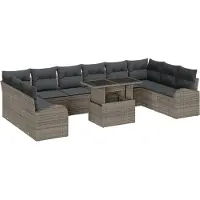 vidaXL Tuinbank Set 11 st Grijs Poly rattan