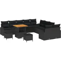 vidaXL Tuinset met 13 delen, zwart, van polyrotan