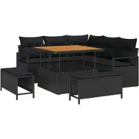 vidaXL Tuinbank Set 8 st 7-Aantal zitplaatsen Zwart