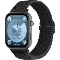 Strap-it Gevlochten bandje met klemsluiting - geschikt voor Huawei Watch Fit 3 / Watch Fit 4 / Watch Fit 4 Pro / Watch Fit 5 / Watch Fit 5 Pro (zwart)