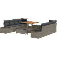 vidaXL Tuinbank Set Grijs Poly rattan