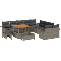 vidaXL Tuinbank Set 13 st Grijs poly rattan