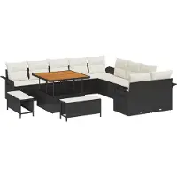 vidaXL Tuinbank Set 13 st 12-Aantal zitplaatsen Zwart en Crème