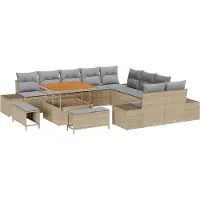 vidaXL Tuinbank Set 13 st Beige poly rattan