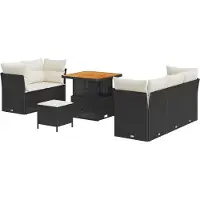 vidaXL Tuinbank Set 8 st 5-Aantal zitplaatsen Zwart en Crème