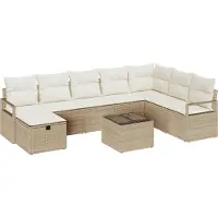 vidaXL Bankstel 9 st 8-Aantal zitplaatsen Beige en Crème poly rattan