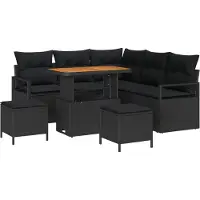 vidaXL Tuinbank Set 8 st 7-Aantal zitplaatsen Zwart