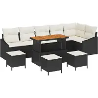 vidaXL Tuinbank Set 10 st 8-Aantal zitplaatsen Zwart Poly rattan