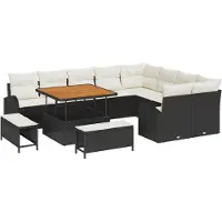 vidaXL Tuinbank Set 12 st 11-Aantal zitplaatsen Zwart en Crème