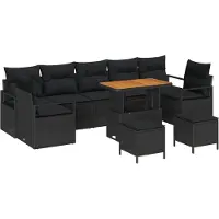 vidaXL Tuinbank Set 10 st 9-Aantal zitplaatsen Zwart