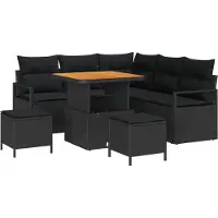 vidaXL Tuinbank Set 8 st 7-Aantal zitplaatsen Zwart