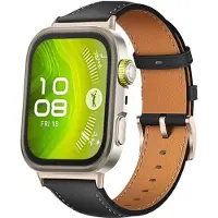 Strap-it Leren bandje met gespsluiting - geschikt voor Huawei Watch Fit 3 / Watch Fit 4 / Watch Fit 4 Pro / Watch Fit 5 / Watch Fit 5 Pro (zwart)