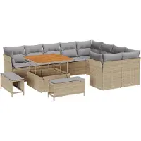 vidaXL Tuinbank Set 12 st Beige poly rattan
