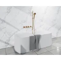 FortiFura Nebbio Badcombinatie-set - thermostaatkraan - glijstang - met geïntegreerde - wandaansluitbocht - metalen doucheslang - ronde handdouche - uitloop - geborsteld messing (goud)