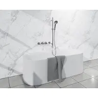 FortiFura Nebbio Badcombinatie-set - thermostaatkraan - glijstang - geïntegreerde - wandaansluitbocht - gladde doucheslang - ronde handdouche - uitloop - hoogglans chroom