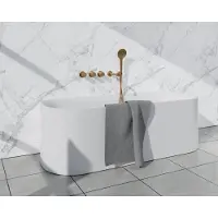FortiFura Nebbio Badcombinatie-set - thermostaatkraan - wandaansluitbocht met handdouchehouder - gladde doucheslang - ronde handdouche - uitloop - geborsteld messing