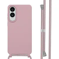 IMoshion Siliconen hoesje met koord voor de Samsung Galaxy S25 Edge - Sand Pink