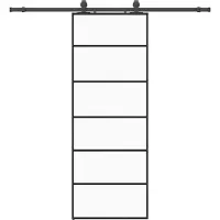 vidaXL Schuifdeur met beslagset 76x205 cm ESG glas zwart