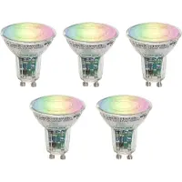 LUEDD Set van 5 Smart GU10 50 LED lampen helder RGBW 4.5W 350 lm 2700-6000K