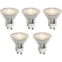 LUEDD Set van 5 GU10 50mm dimbare LED lampen helder 4.5W 365 lm 2700K
