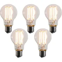 LUEDD Set van 5 slimme E27 dimbare in Kelvin LED lampen A60 helder 7W 806 lm 1800-3000K