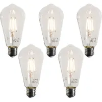 LUEDD Set van 5 E27 LED Filament Lampen ST64 Helder 4W 470 lm 2700K