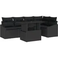 vidaXL Tuinbank Set 6 st Zwart poly rattan