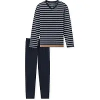 Schiesser Pyjama Nachtblauw Lang Katoen Comfortabel