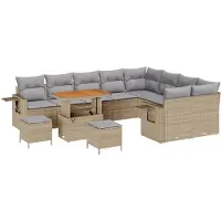 vidaXL Tuinbank Set 12 st 11-Aantal zitplaatsen Beige en Lichtgrijs
