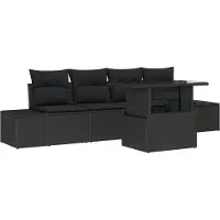 vidaXL Tuinbank Set 5 st Zwart poly rattan, Gepoedercoat staal