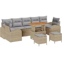 vidaXL Tuinbank Set 10 st 9-Aantal zitplaatsen Beige en Lichtgrijs